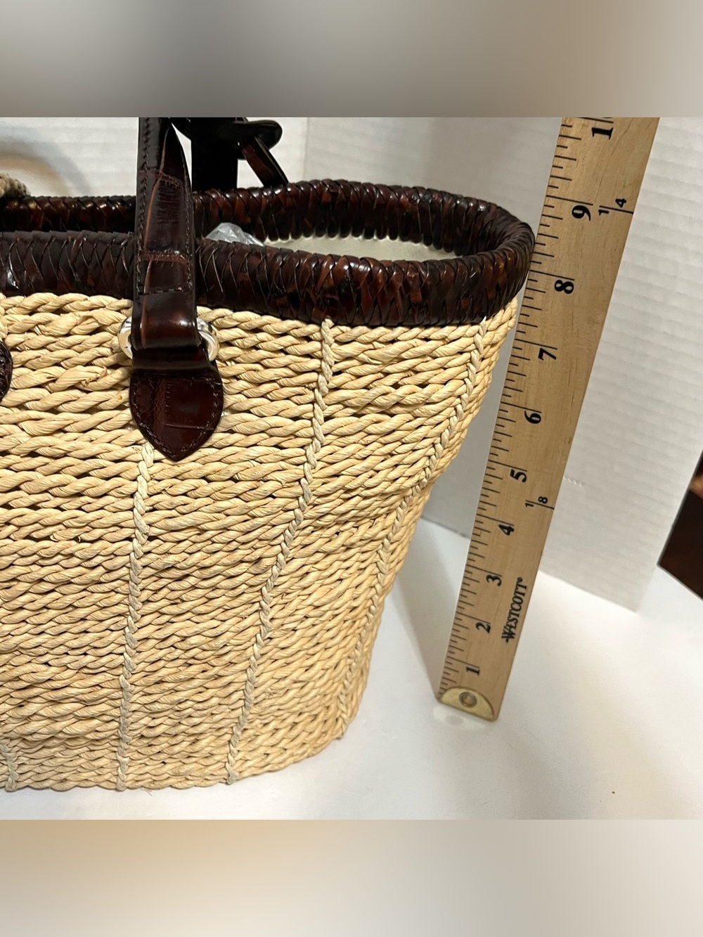 Brighton Natural Straw Tote with Dark Brown Trim - Picture 7 of 15